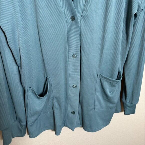 Live 2 Lounge Cardigan Women's Large Blue V-Neck Ribbed Long Sleeve Casual - Picture 3 of 7